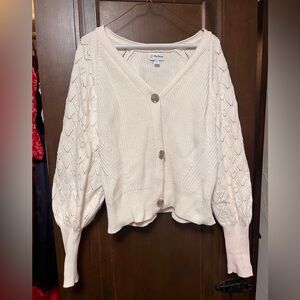 The Drop White Cotton Cardigan Sweater